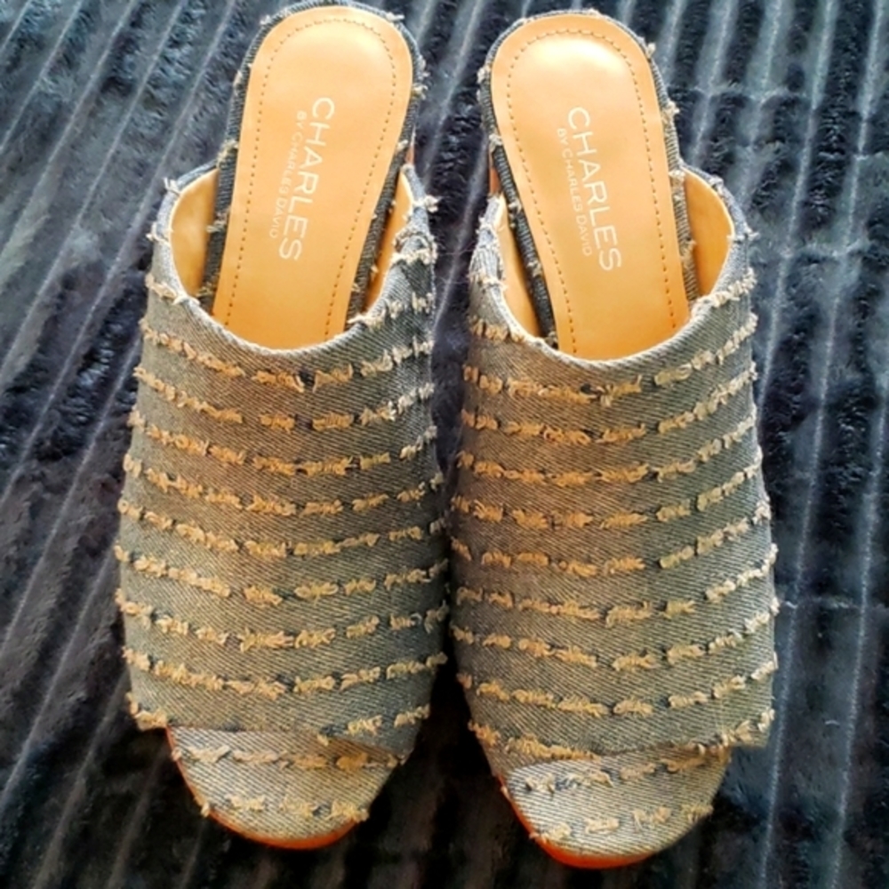 Charles David Denim Platform Mule. Size 7. NWT